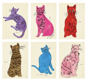 Six images of Warhol's cats